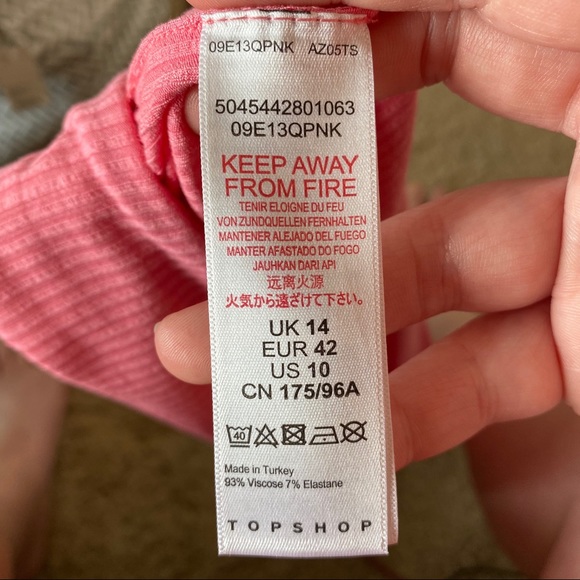 NWT Topshop Pink Ribbed Crop Top - Picture 6 of 6